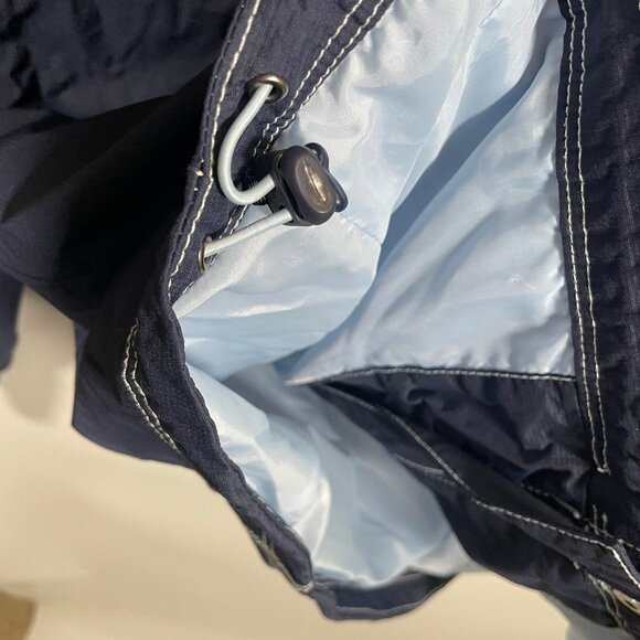 Eddie Bauer Rain Jacket Womens Large WeatherEdge Waterproof Hooded Blue Pockets - Picture 4 of 8